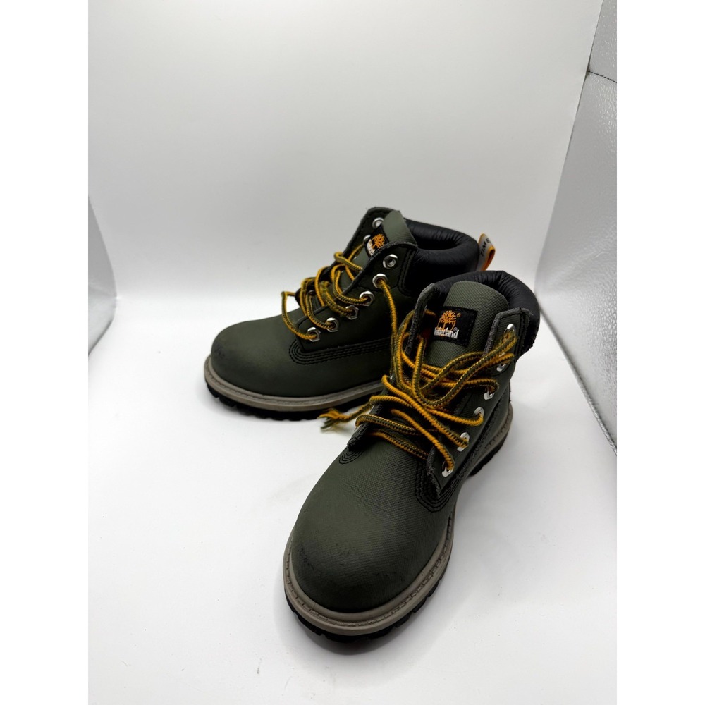Timberland Premium 6-Inch Rubber Cup Helcor Toddler‎ 11 Dark Green Leather Boot